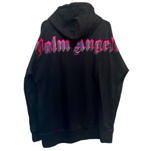 Like new Mens unisex palm angels pullover hoodie with pink logo size XL